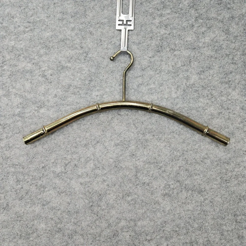 Gold Tone Clothes Hanger Brass Bamboo Style Hollywood Regency Metal Heavy MCM